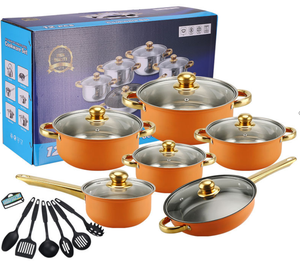 Vendita calda <span class=keywords><strong>18</strong></span> pezzi antiruggine in acciaio inox <span class=keywords><strong>Set</strong></span> di pentole antiaderente utensili da cucina, tra cui padella e pentola per uso cucina - Product Image 3