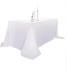 Großhandel 90x156 Zoll weiß rechteckige Tischdecke 8 Fuß Tischdecke aus Polyester Stoff für Hochzeits bankett Restaurant