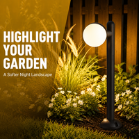 Lampe de jardin LED ronde 12W, IP65 étanche, en aluminium noir, pour terrasse, jardin, allée, décoration extérieure