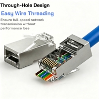 Connecteur RJ45 Cat5e, fiche modulaire, 8 ports, 8 cœurs, connecteurs réseau, contacts en alliage de cuivre, plaqué or, prix d'usine