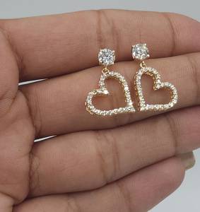 1.15 Ct Lab Grown Diamond 14K <b>Gold</b> Open Heart Sideways <b>Dangle</b> Stud <b>Earrings</b> for Women Screwback Closure - Product Image 4