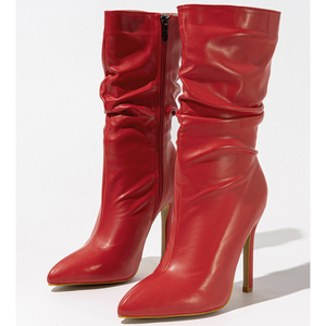 Bottes courtes à talon haut pour femme, style européen et américain, à bout ouvert, avec fermeture éclair latérale, effet pieds nus, taille 42, pour l'automne 2024 - En stock - Product Image 5