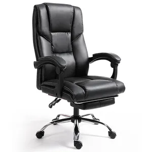 High Back Boss Swivel Chair PU Leather Office Chair With Footrest