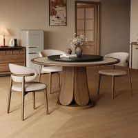 Fuchuang Song Massivholz Runder Esstisch Stuhl-Set mit Drehplatte Moderner Umweltfreundlicher 4-Sitzer Esstisch für Zuhause