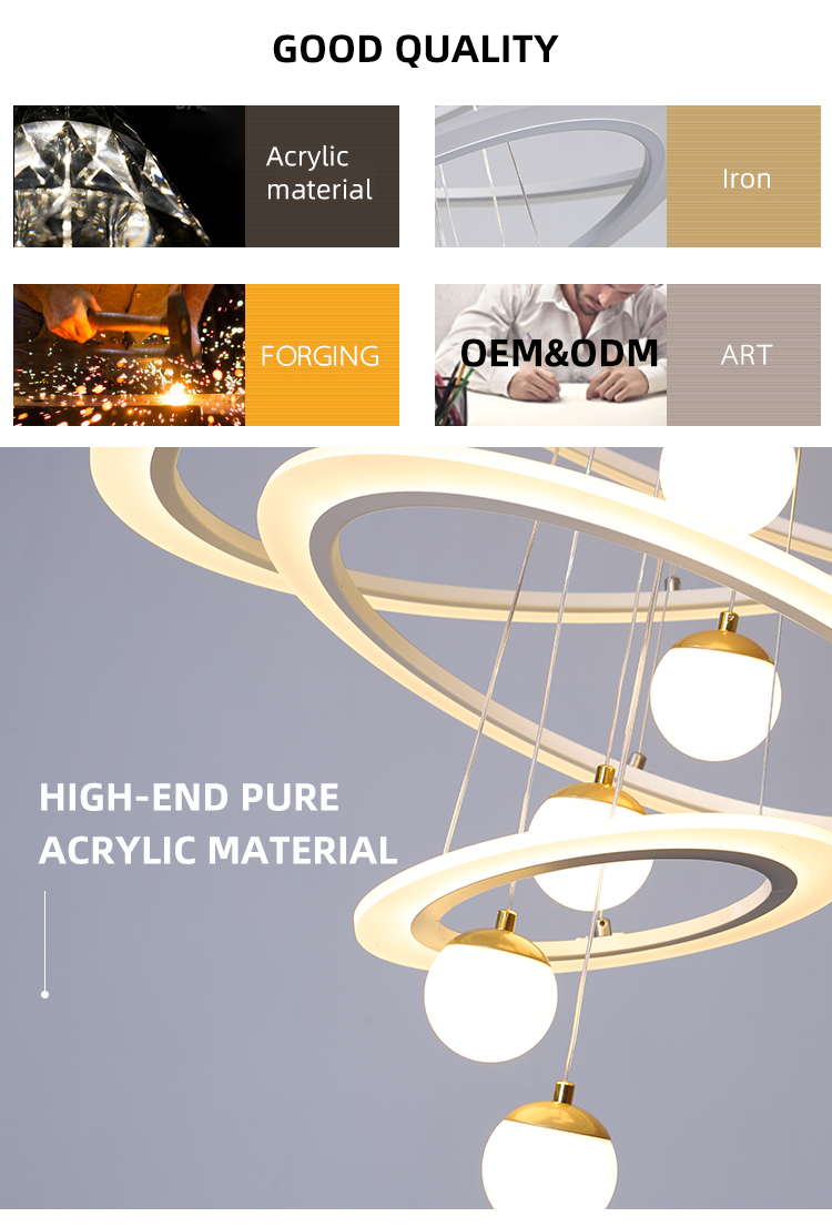 Restaurant Bedroom Art Design Nordic Acrylic Globe Pendant Light Led Chandelier