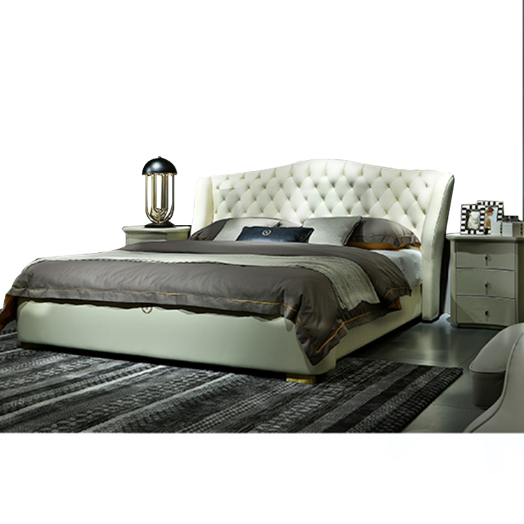 italian american style leather white bedroom furniture king size luxury double upholstered bed