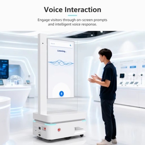 หุ่นยนต์โฆษณาอัจฉริยะในอาคาร Reeman พร้อมระบบเสียง AI หน้าจอสัมผัส LCD ตัวเครื่องโลหะสีขาว สำหรับร้านค้าปลีกเชิงพาณิชย์ ห้องจัดแสดงนิทรรศการ - Product Image 4