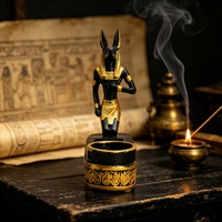 Ägyptische Anubis-Harzfigur als Hundeornament, Heimdekoration, Tischstatue, Räucherhalter mit ägyptischem Relief