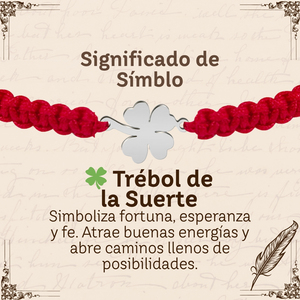Destiny Thread Pulsera de cuentas rojas con trébol de la suerte Acero inoxidable plateado para la suerte y la protección - Product Image 6