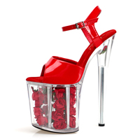 Chaussures de pole dance à plateforme gothique élégante de 20 cm, sexy, fétichistes, à semelle en cristal, pour danseuse exotique, avec bride à la cheville
