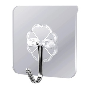 Robe <b>Hook</b> Wall Mounted Transparent Adhesive Removable For <b>Bathroom</b> Clothes Storage 4lb Capacity Modern Minimalist Design - Product Image 2