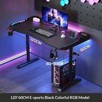 Mesa de Juego Ergonómica Ajustable en Altura para Computadora, Escritorio de Juego para Oficina en Casa con Soporte para Vasos
