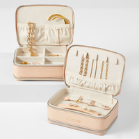 Boîte à bijoux haut de gamme Cossni, étui à bijoux portable avec fermeture éclair pour colliers et bagues, cuir PU de qualité supérieure, fait main et personnalisable