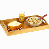 Plateau en bois personnalisé pour fêtes ou repas au lit, plateau de service en bambou - plateau en bois avec poignées, idéal pour les dîners, les plateaux à thé