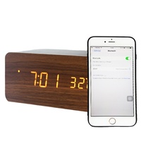 2021 Nieuwe Ontwerp 4.2 Blue Tooth Speaker Houten Led Wekker Met Draadloze Telefoon Oplader