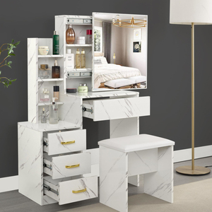 Factory Direct Cosmetic Bedroom <b>Dressing</b> <b>Table</b> with <b>Mirror</b> and Stool, Makeup <b>Vanity</b> Set - Product Image 3