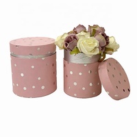 Vente en gros de boîte-cadeau fleur 2 pièces en feuille d'argent à pois de forme ronde pour la Saint-Valentin boîte à fleurs boîte à seau