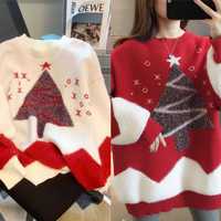 Pull en tricot de Noël pour femme, motif graphique préféré du Père Noël, pull à motif flocon de neige, manches longues, épais, pour l'automne