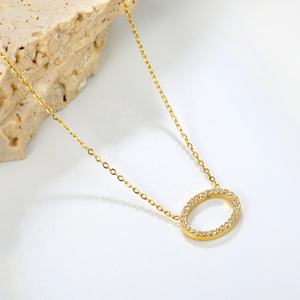 Nuevo Collar de Moda con Circonita Grande Redonda, Chapado en Oro de 18K, Acero Inoxidable, Colgante Circular de Tendencia para Mujer - Product Image 3