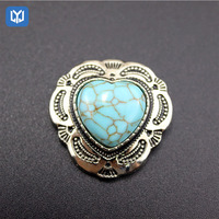 Kancing Turquoise Bulat Retro Klasik 30mm, Aksesoris Rivet Sekrup Logam, Manik-Manik, Kancing Tekan, DIY Sabuk