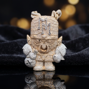 Pendentif personnalisé classique en argent 925 pour homme, motif singe en colère, avec diamants étincelants, breloque de dessin animé pour rappeur hip-hop, bijou fantaisie en alliage - Product Image 3