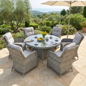 Juego de Comedor de Lujo Moderno con Estructura de Aluminio y Ratán, 7 Piezas, Resistente a la Intemperie, Mimbre PE, <span class=keywords><strong>Muebles</strong></span> de Jardín, Mesa, Villa, Patio, Piscina, Parque - Product Image 2