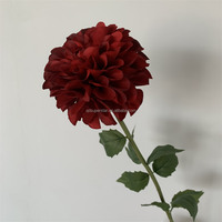 B-866 Bunga Dahlia Sutra Buatan Berkualitas Tinggi Laris Manis, Kepala Besar, Tangkai Tunggal, Merah Burgundy, Ranting Bunga Dahlia Grosir