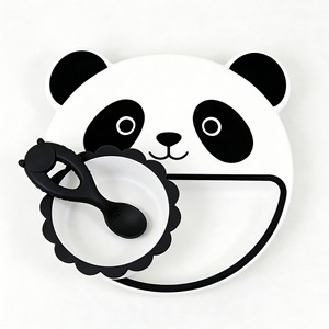 Nuevos Productos: Set de Vajilla de Silicona de Grado Alimenticio para Bebés, Personalizable, Reutilizable, Impermeable, con Diseño de Panda de Dibujos Animados, para Niños - Product Image 6