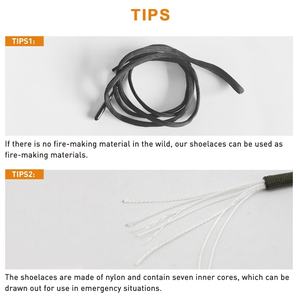 Lacets de randonnée en nylon élastique VeloxSoles de haute qualité, matériau de démarrage de feu, équipement de survie en plein air, lacets tressés durables - Product Image 5