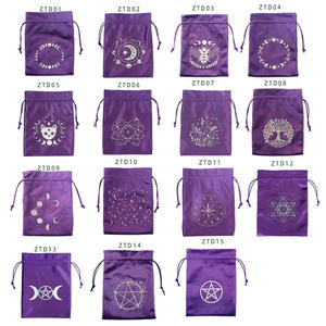Yeni tasarım <span class=keywords><strong>Tarot</strong></span> kart çantası mor siyah İpli kadife zar kristal depolama kadife promosyon çanta - Product Image 6