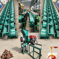 Chinese fabriek kleine palmolie-extractiemachine 300-500kg/u schroefpalmoliepers met dubbele aandrijving 4KW motor / 8PK dieselmotor