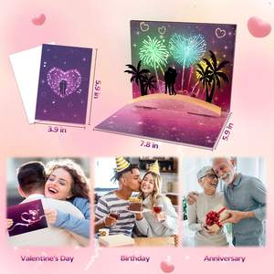 Fuegos Artificiales Románticos Personalizados al por Mayor, Música, Luces para el Día de San Valentín, Tarjetas de Felicitación 3D, Tarjetas de Felicitación Musicales Personalizadas - Product Image 6
