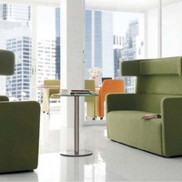 Ensemble de canapés de bureau modernes en cuir en gros - Mobilier commercial durable avec design de cabine à cloisonnement