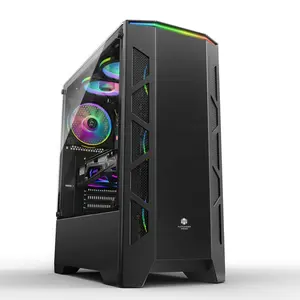 2021การออกแบบใหม่ CPU ตู้เกมเมอร์พีซีกรณีเกมคอมพิวเตอร์ไหล RGB แผงไฟ Gabinete Gammer