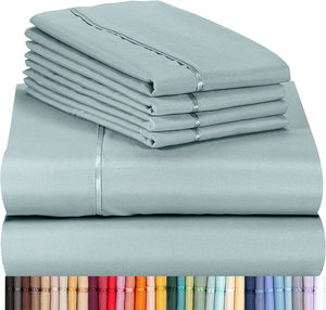 <strong>Double</strong> Brushed Skin Friendly Sheet Sets Home 4 Piece Microfiber Bed Sheet for Solid Color Comforter <strong>Bedsheet</strong> Bedding Set - Product Image 1