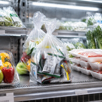 Sacs personnalisés en PE à soufflets latéraux avec gaufrage pour supermarchés, pour l'exposition de légumes et fruits, avec poignée Flexiloop