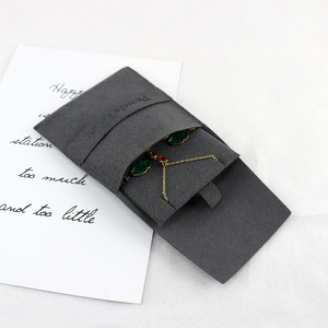 Custom logo Luxury Envelope Flap Velvet <b>Gift</b> Pouches Microfiber Suede Jewelry Packaging Bag With Insert Card ForJewelry Display - Product Image 6
