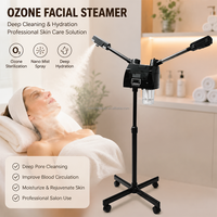 Appareil de soin du visage professionnel mobile sur pied à double buse, vaporisateur de vapeur pour salon de beauté, équipement de soin de la peau, vaporisateur facial ionique nano, fournisseur OEM