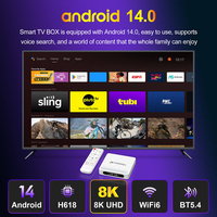 Android 14 TV Box H96Max, Resolución 8K, H618 Quad Core, 2GB 16GB, Reproductor Multimedia Inteligente con Acceso a Internet WiFi 5G, Decodificador