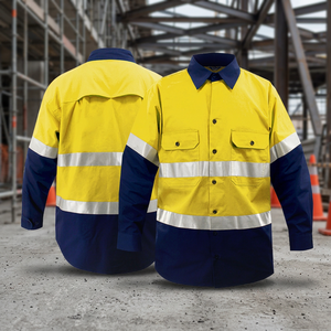 High Visibility Breathable Long Sleeve Cotton Mechanic Custom <b>Welding</b> Safety Worker <b>Shirt</b> Reflective Unisex CE Workwear - Product Image 3