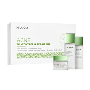 HUAO Kit de cuidado del acné con extracto de té verde para uso diario, juego de <span class=keywords><strong>control</strong></span> de aceite y reparación de la piel con hamamelis como ingrediente principal - Product Image 1