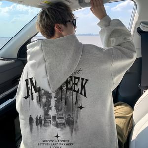 <span class=keywords><strong>Sweat</strong></span> à <span class=keywords><strong>capuche</strong></span> en coton de marque américaine tendance, nouveau modèle automne/hiver pour hommes et femmes, rembourré, coupe ample, motif cœur - Product Image 3