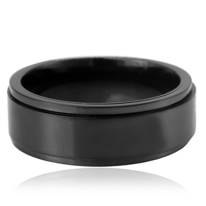 yunnique Rotating <b>Titanium</b> Steel Plain <b>Ring</b> Black Women's Minimalist Jewelry Gift Geometric Design - Product Image 3