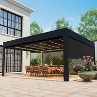 Pergola bioclimatique en aluminium avec toit à lamelles télécommandées, imperméable, pour jardin, pergola extérieure
