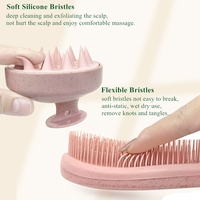 Ensemble de brosses démêlantes écologiques en paille de blé Wanmei : Brosse démêlante, peigne démêlant à dents larges, brosse de massage du cuir chevelu, brosse à shampoing