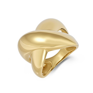 Anillo hueco de acero inoxidable estilo urbano, anillo irregular de oro de 18k, único y versátil, joyería unisex. - Product Image 1