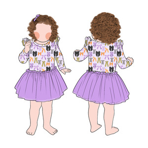 Venta caliente Top Cute Style Dress Girls <span class=keywords><strong>Ghost</strong></span> Print Tulle Flutter Vestido de manga larga Adecuado para el uso diario - Product Image 4