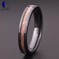 Gentdes Jewelry Fine Jewelry Bague personnalisée en incrustation d'opale de feu écrasée 4mm Bagues en céramique pour femmes Opale
