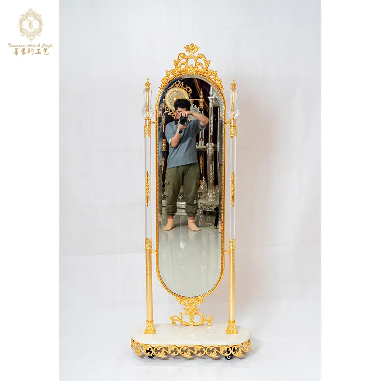 Specchio da pavimento in oro antico di lusso squisito di alta qualità all'ingrosso di alta qualità