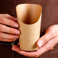 Gobelet à thé au lait jetable, gobelet à frites coupées en biais tendance, gobelet en papier kraft pour glace et gaufres aux pommes de terre douces